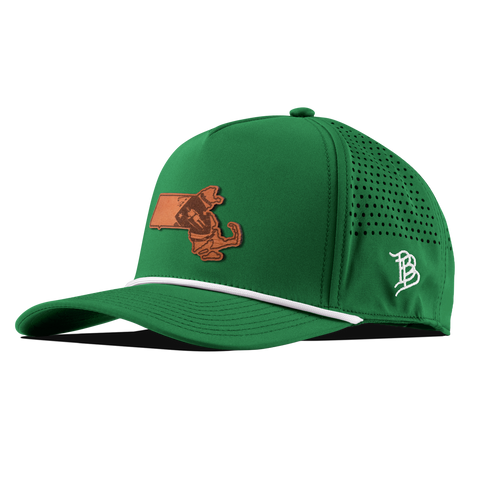 Massachusetts 6 Tan Curved 5 Panel Rope Kelly Green/White