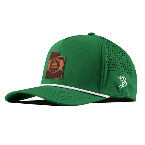 Utah 45 Tan Curved 5 Panel Rope Kelly Green/White