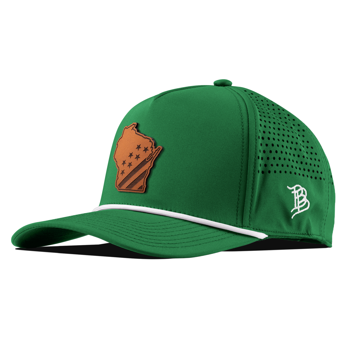 Wisconsin 30 Curved 5 Panel Rope Kelly Green/White