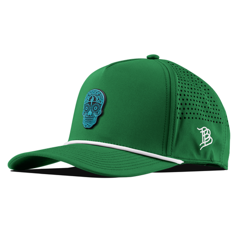 Turquoise Skull PVC Curved 5 Panel Rope Kelly Green