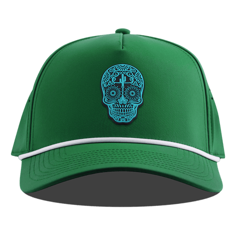 Turquoise Skull PVC Curved 5 Panel Rope Kelly Green