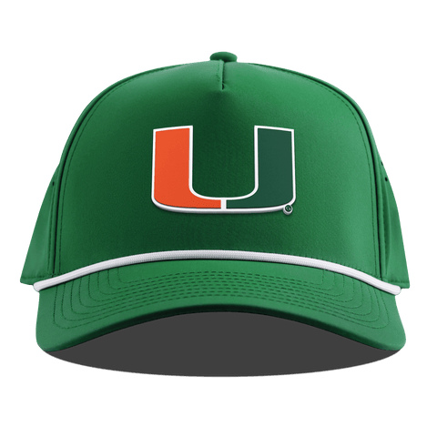 University of Miami "Miami Team Logo" Curved 5 Panel Rope Kelly Green