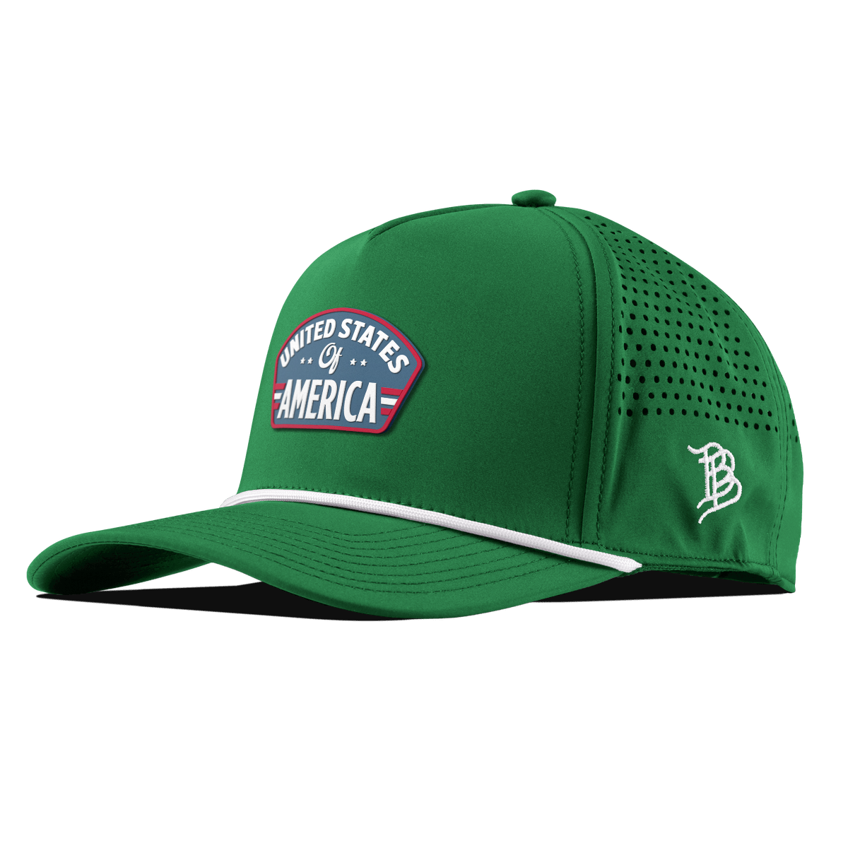 United States of America Badge Curved 5 Panel Rope Kelly Green