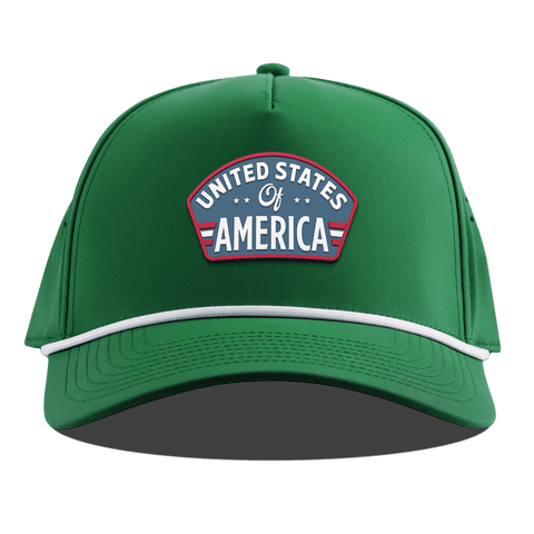 United States of America Badge Curved 5 Panel Rope Kelly Green