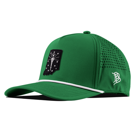 Indiana Vintage Curved 5 Panel Rope Kelly Green/White