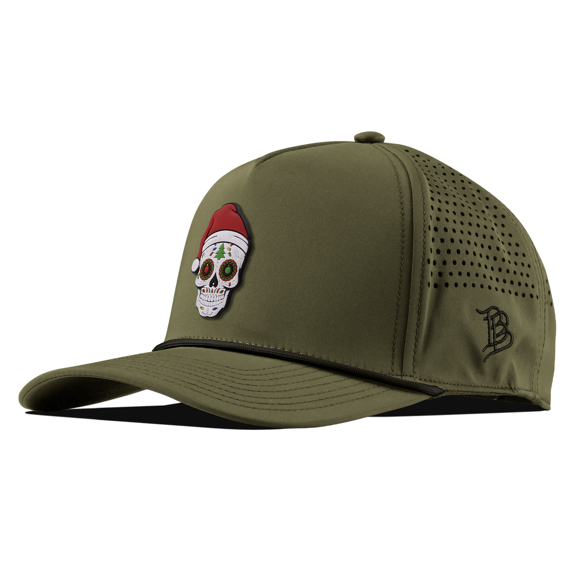 Santa Skull PVC Curved 5 Panel Rope Loden/Black