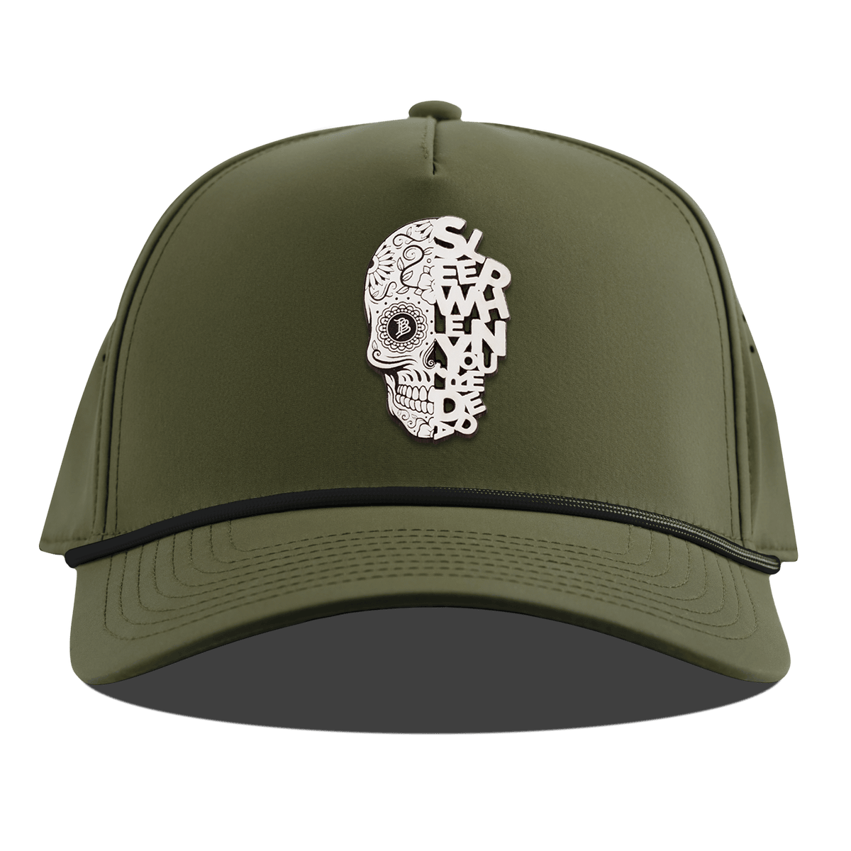 Sleep When You're Dead Skull Curved 5 Panel Rope Loden