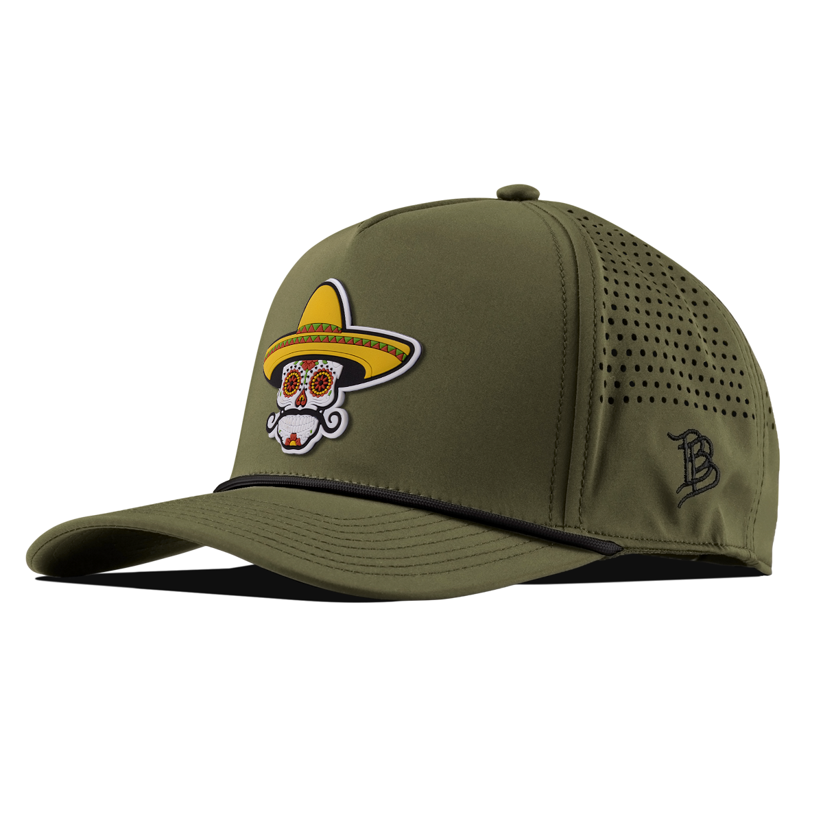Sombrero Skull PVC Curved 5 Panel Rope Loden