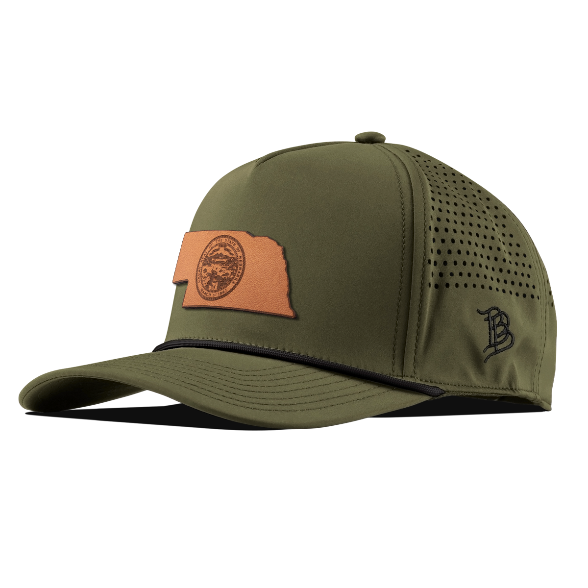 Nebraska 37 Curved 5 Panel Rope Loden/Black