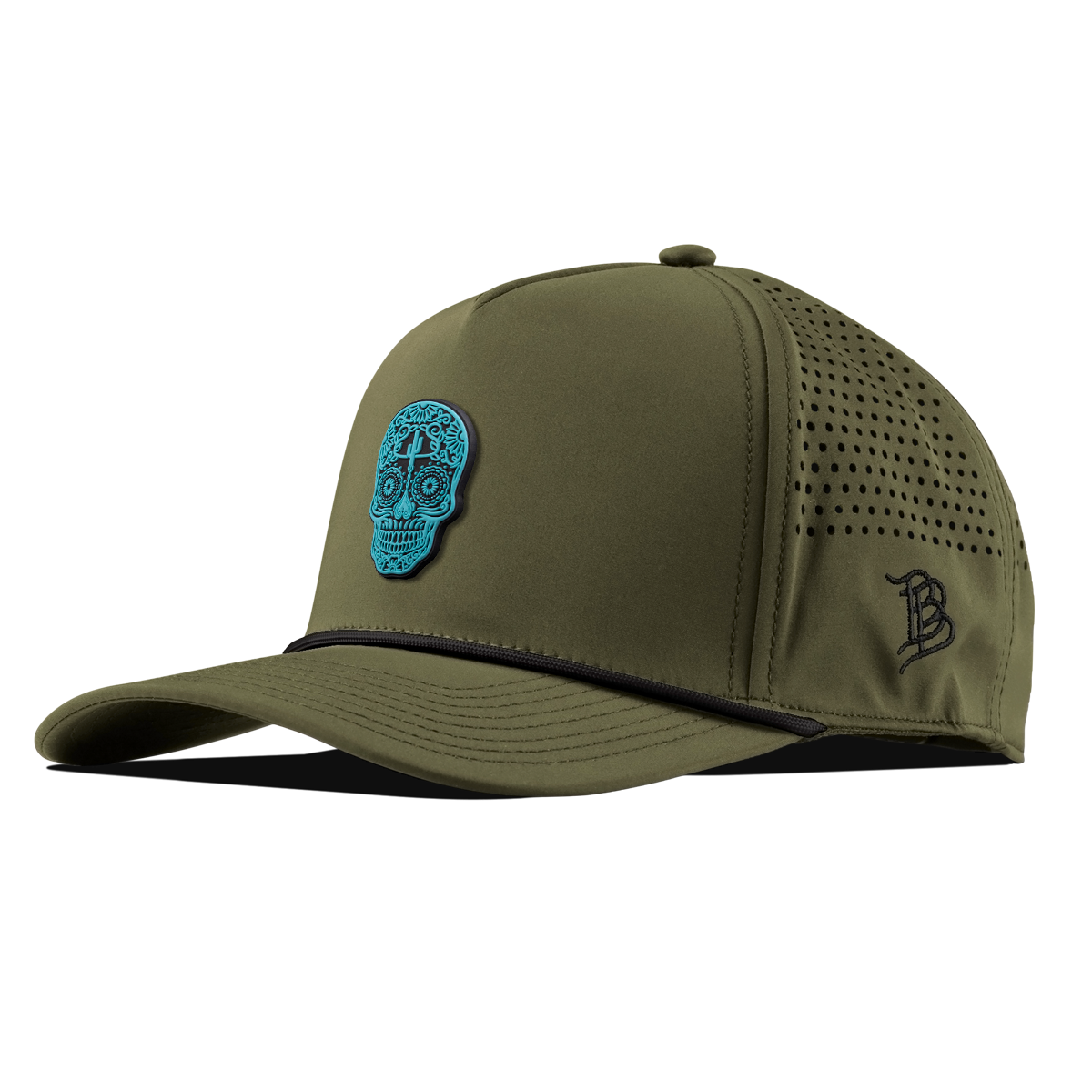 Turquoise Skull PVC Curved 5 Panel Rope Loden 