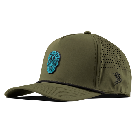Turquoise Skull PVC Curved 5 Panel Rope Loden 