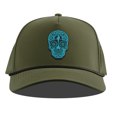 Turquoise Skull PVC Curved 5 Panel Rope Loden