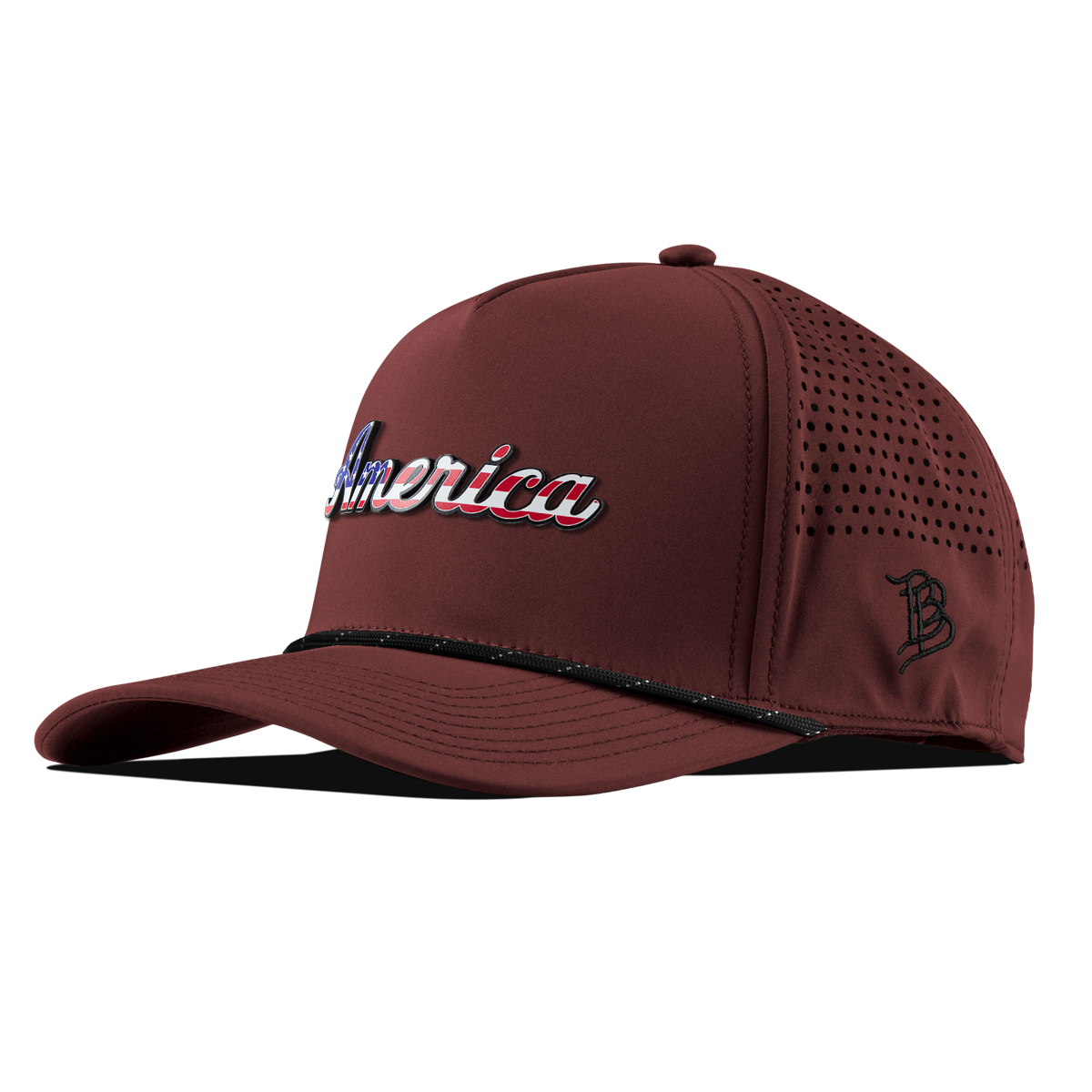 America Curved 5 Panel Rope Maroon/Black 