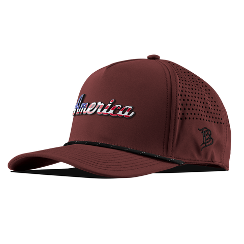 America Curved 5 Panel Rope Maroon/Black 