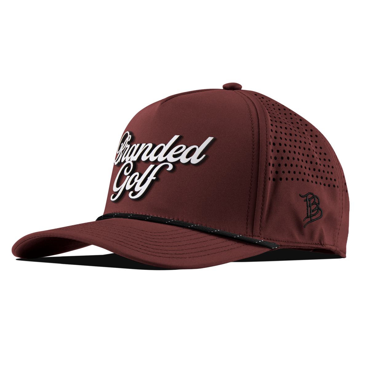 Branded Golf Curved 5 Panel Rope Maroon/Black