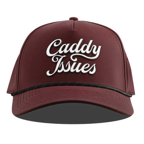 Caddy Issues Script Curved 5 Panel Rope Maroon