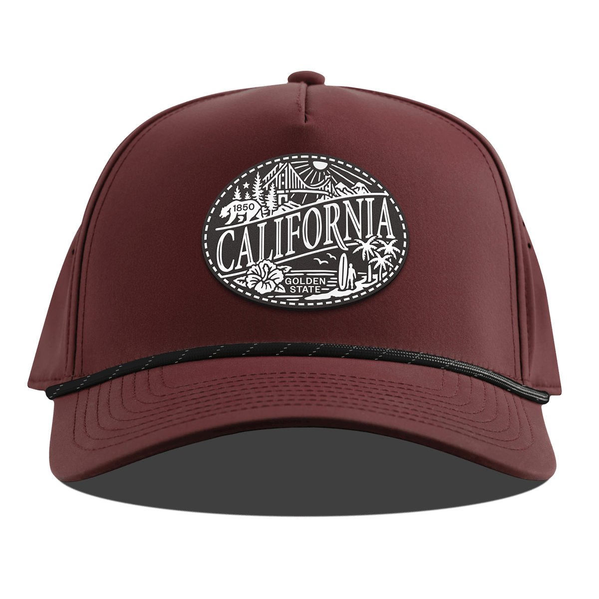 California Traveler Curved 5 Panel Rope Maroon