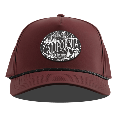 California Traveler Curved 5 Panel Rope Maroon