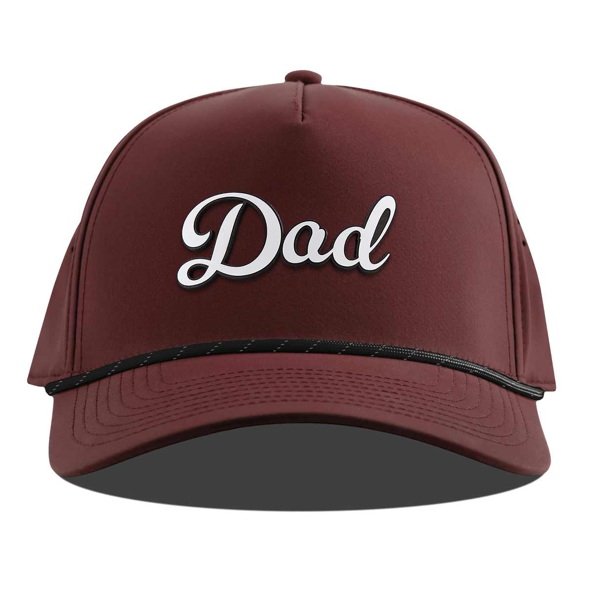 Dad Script Curved 5 Panel Rope Maroon
