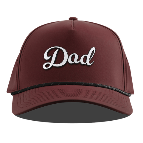 Dad Script Curved 5 Panel Rope Maroon