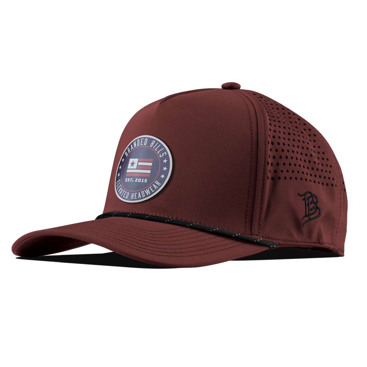 Elevated American Curved 5 Panel Rope Maroon/Black 