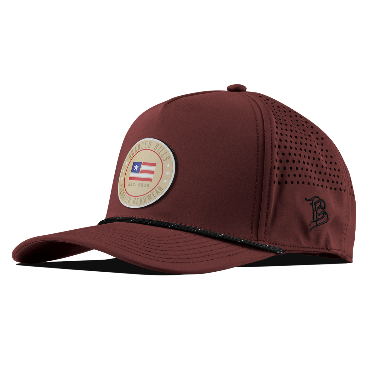 Elevated American Tan Curved 5 Panel Rope Maroon/Black 