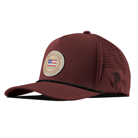 Elevated American Tan Curved 5 Panel Rope Maroon/Black 