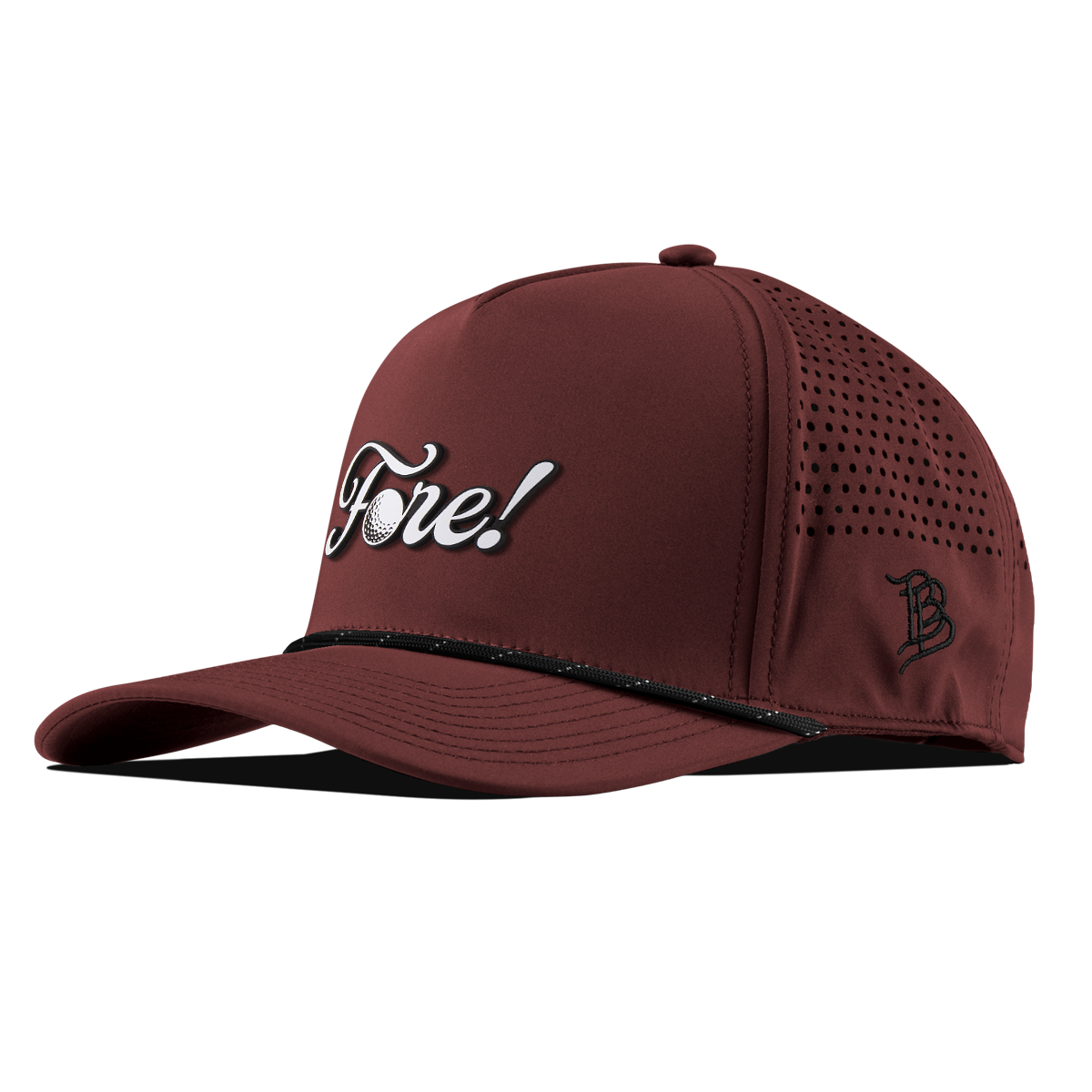 Fore! Curved 5 Panel Rope Maroon/Black