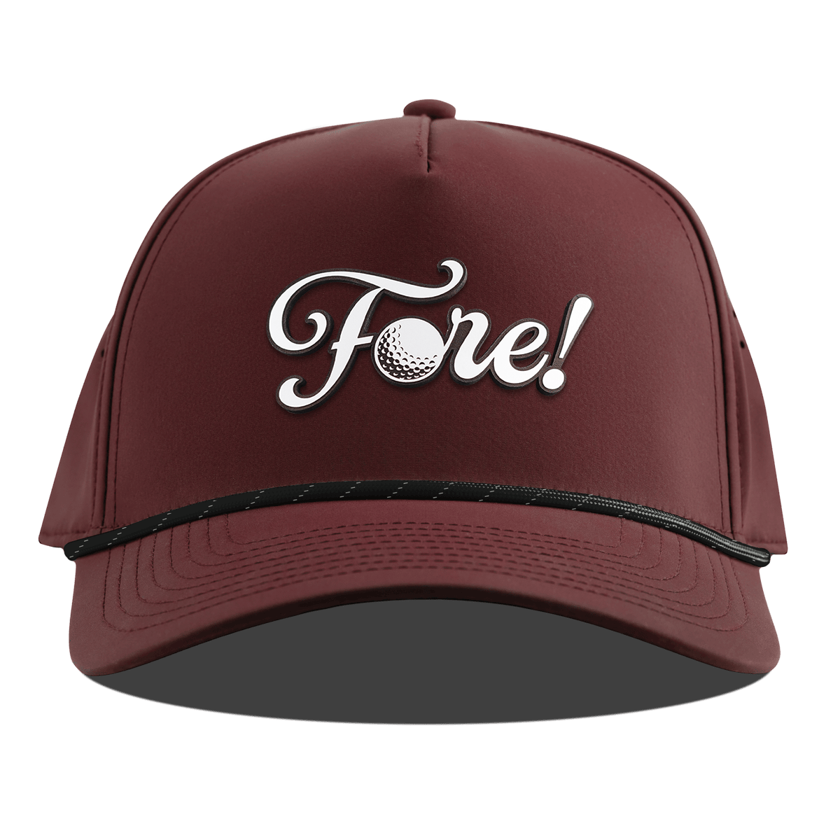 Fore! Script Curved 5 Panel Rope Maroon