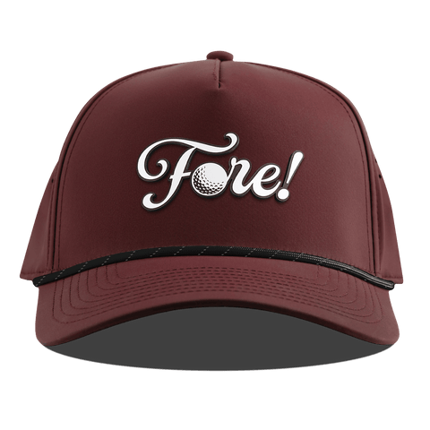 Fore! Script Curved 5 Panel Rope Maroon
