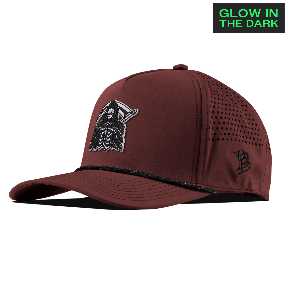 Grim Reaper Glow Curved 5 Panel Rope Maroon