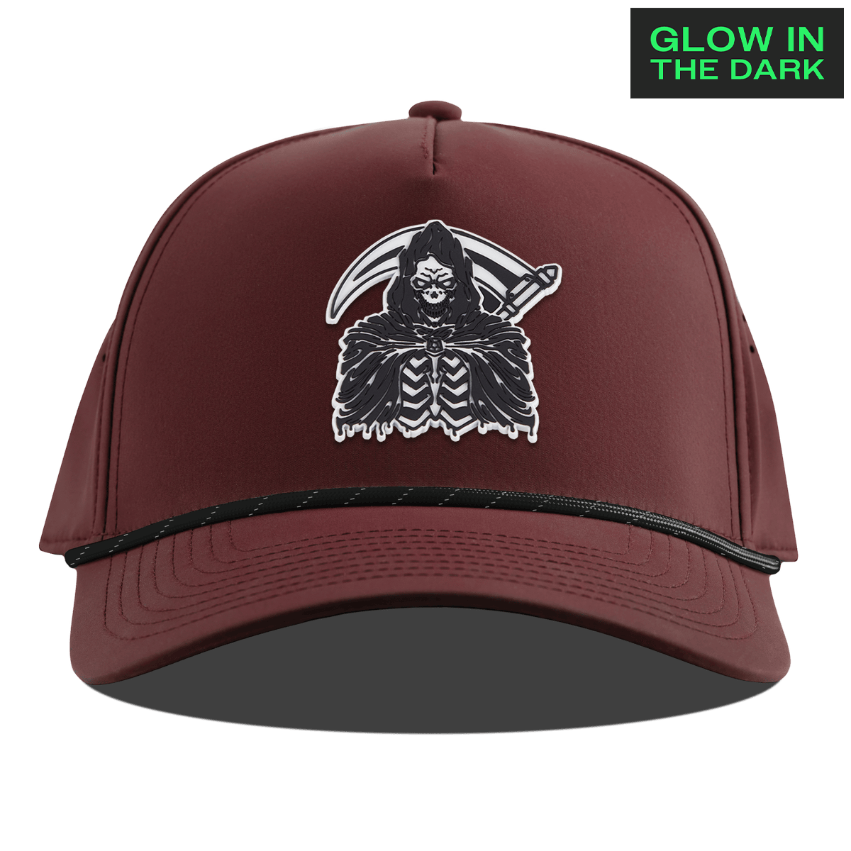 Grim Reaper Glow Curved 5 Panel Rope Maroon