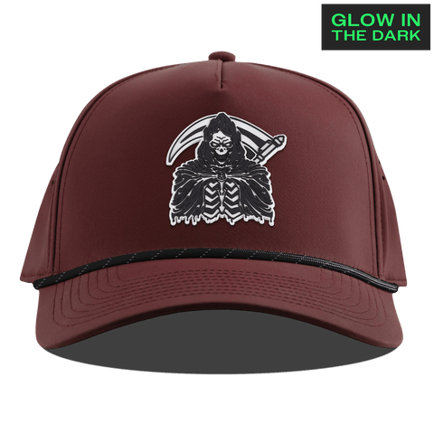 Grim Reaper Glow Curved 5 Panel Rope Maroon