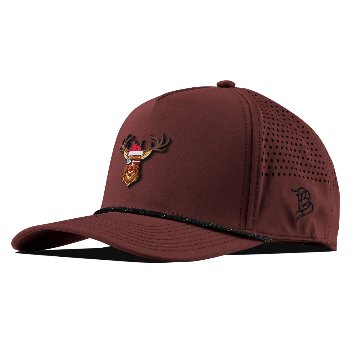 Party Reindeer Curved 5 Panel Rope Maroon/Black