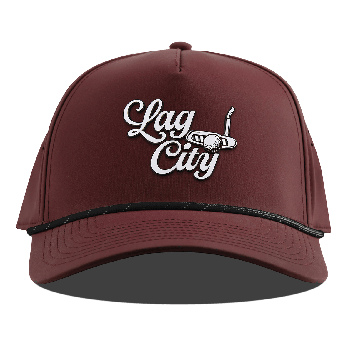 Lag City Script Curved 5 Panel Rope Maroon