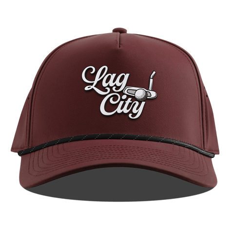 Lag City Script Curved 5 Panel Rope Maroon