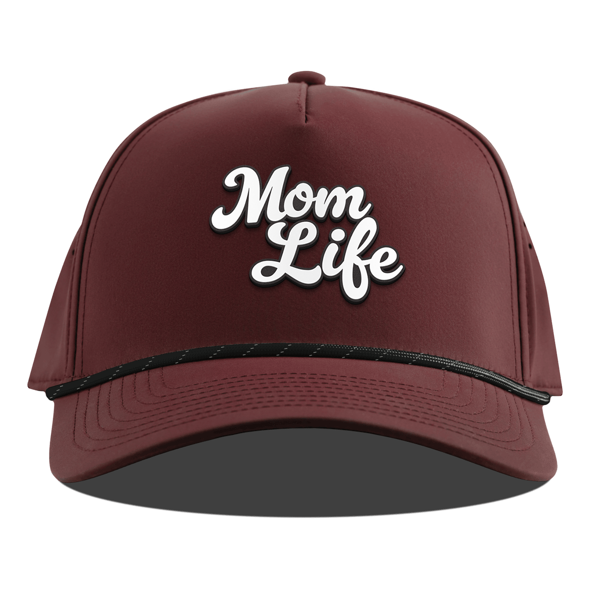 Mom Life Script Curved 5 Panel Rope Maroon