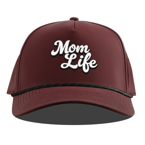 Mom Life Script Curved 5 Panel Rope Maroon