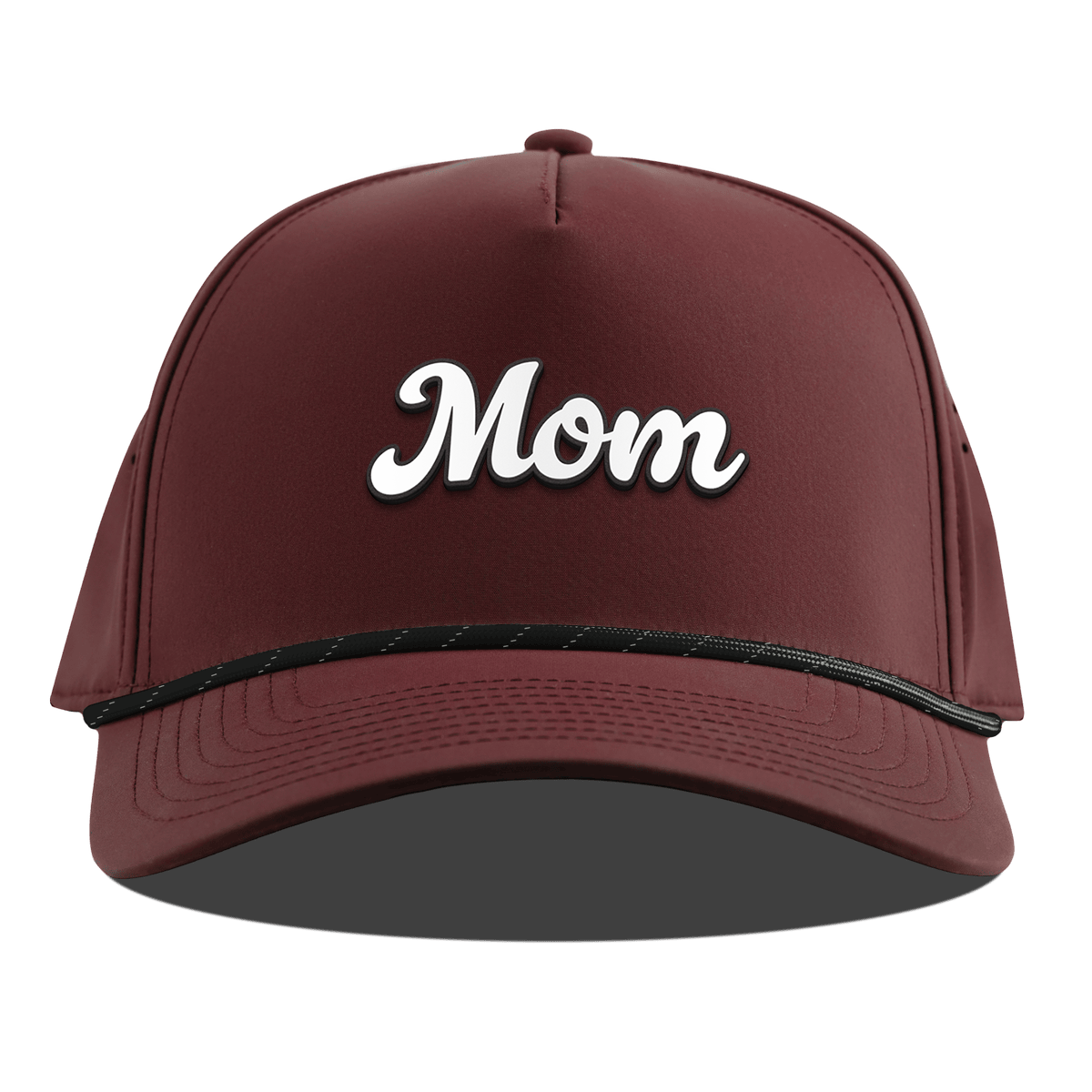 Mom Script Curved 5 Panel Rope Maroon