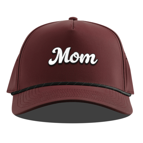 Mom Script Curved 5 Panel Rope Maroon