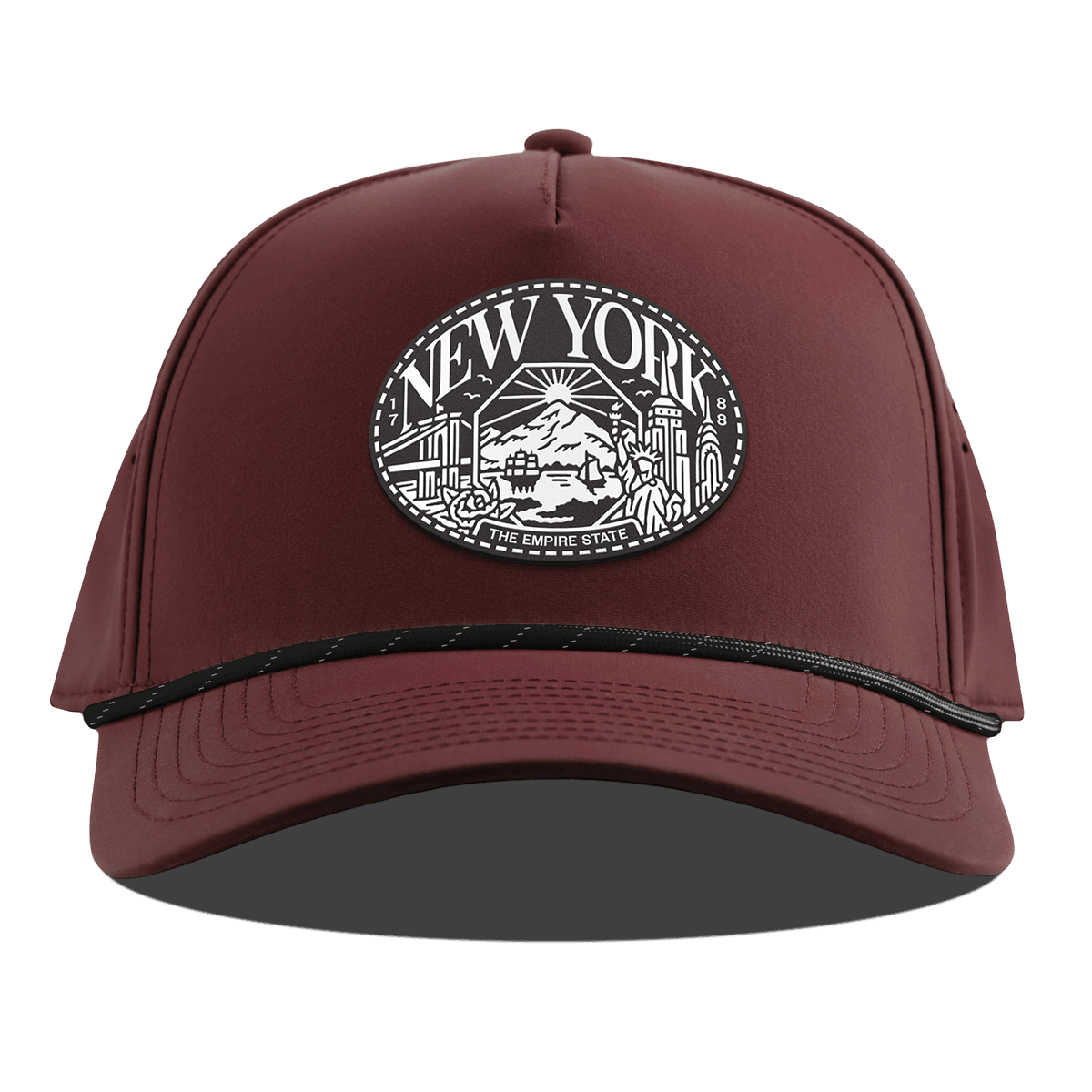 New York Traveler Curved 5 Panel Rope Maroon