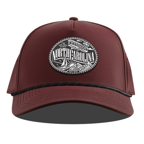North Carolina Traveler Curved 5 Panel Rope Maroon