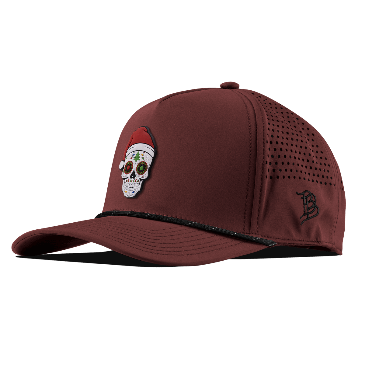 Santa Skull PVC Curved 5 Panel Rope Maroon/Black