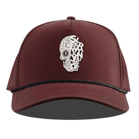 Sleep When You're Dead Skull Curved 5 Panel Rope Maroon
