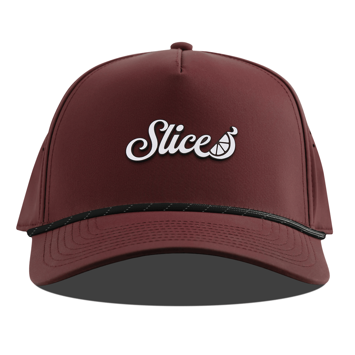 Sliced Script Curved 5 Panel Rope Maroon