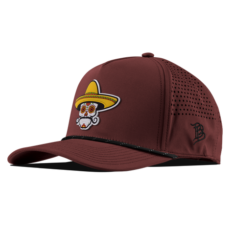 Sombrero Skull PVC Curved 5 Panel Rope Maroon