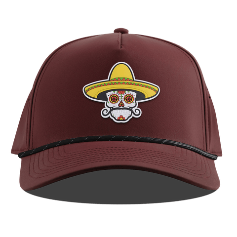 Sombrero Skull PVC Curved 5 Panel Rope Maroon