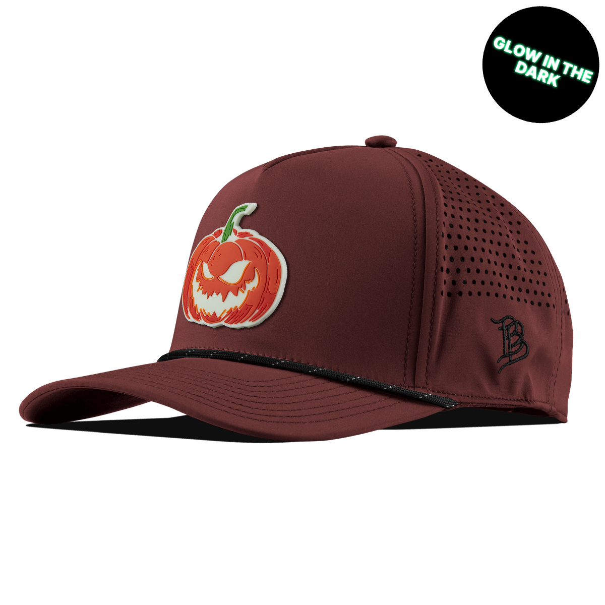 Jack-O-Lantern Glow Curved 5 Panel Rope Maroon