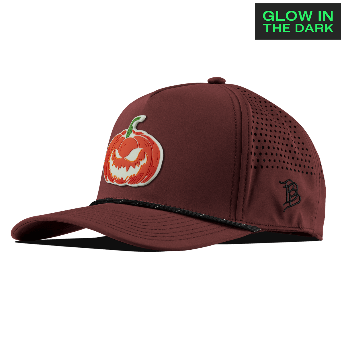 Jack-O-Lantern Glow Curved 5 Panel Rope Maroon