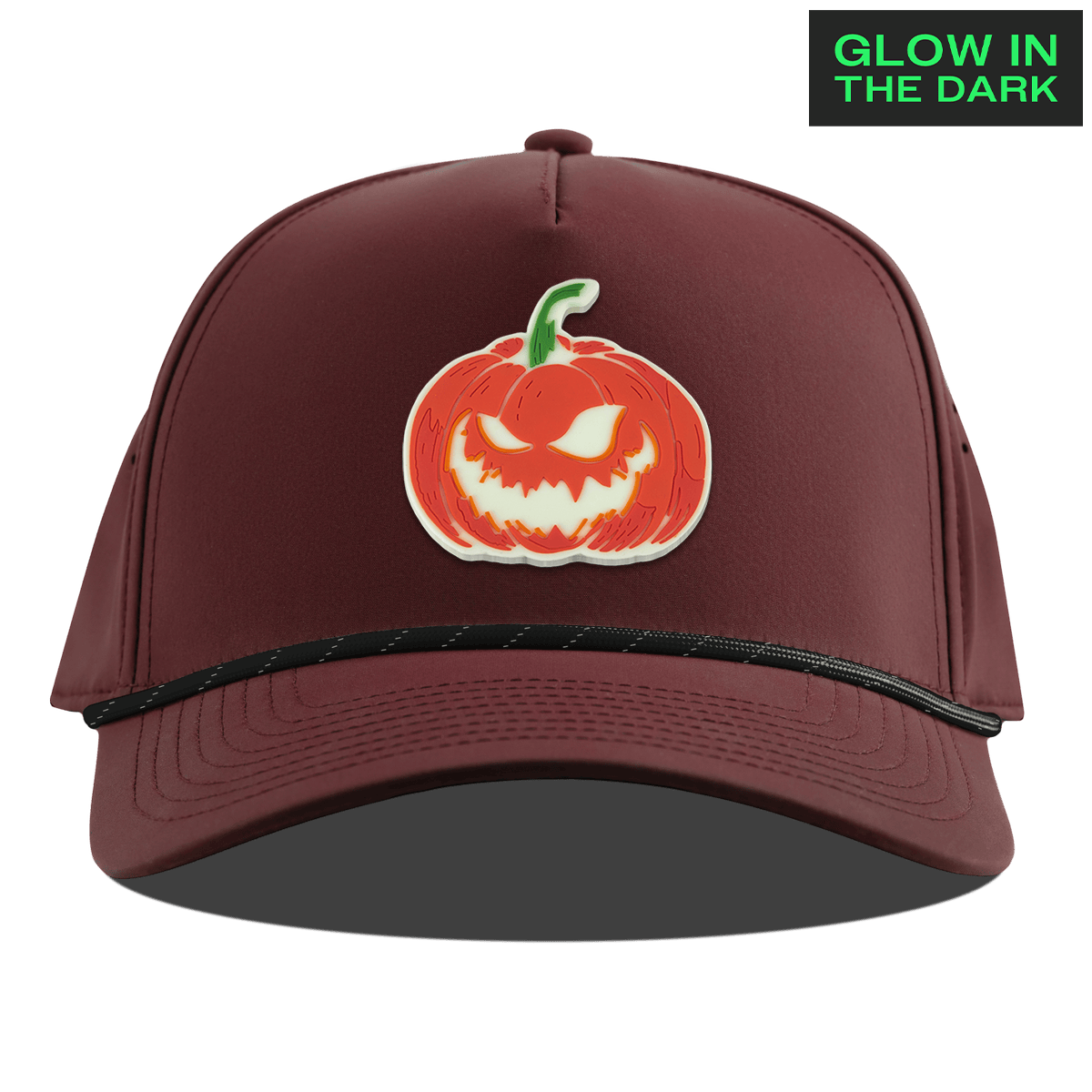 Jack-O-Lantern Glow Curved 5 Panel Rope Maroon